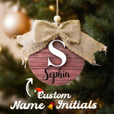 Personalised Family Name Christmas Bauble - Wood Monogram Ornament Gift