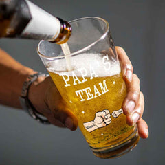 Personalized Beer Glass Drink Up Dad, We Won't Tell Mom Fist Beer Glass Gift for Dad Grandpa