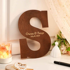 Personalized Brown Wooden Name Sign Custom Letter Guest Book Wedding Guest Book