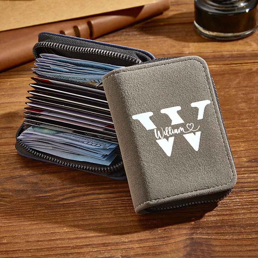 Personalized Leather Wallet with 18 Card Slots Card Holder Wallet Birthday Gift for Him