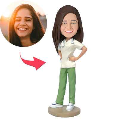 Casual nurse Custom Bobblehead With Engraved Text
