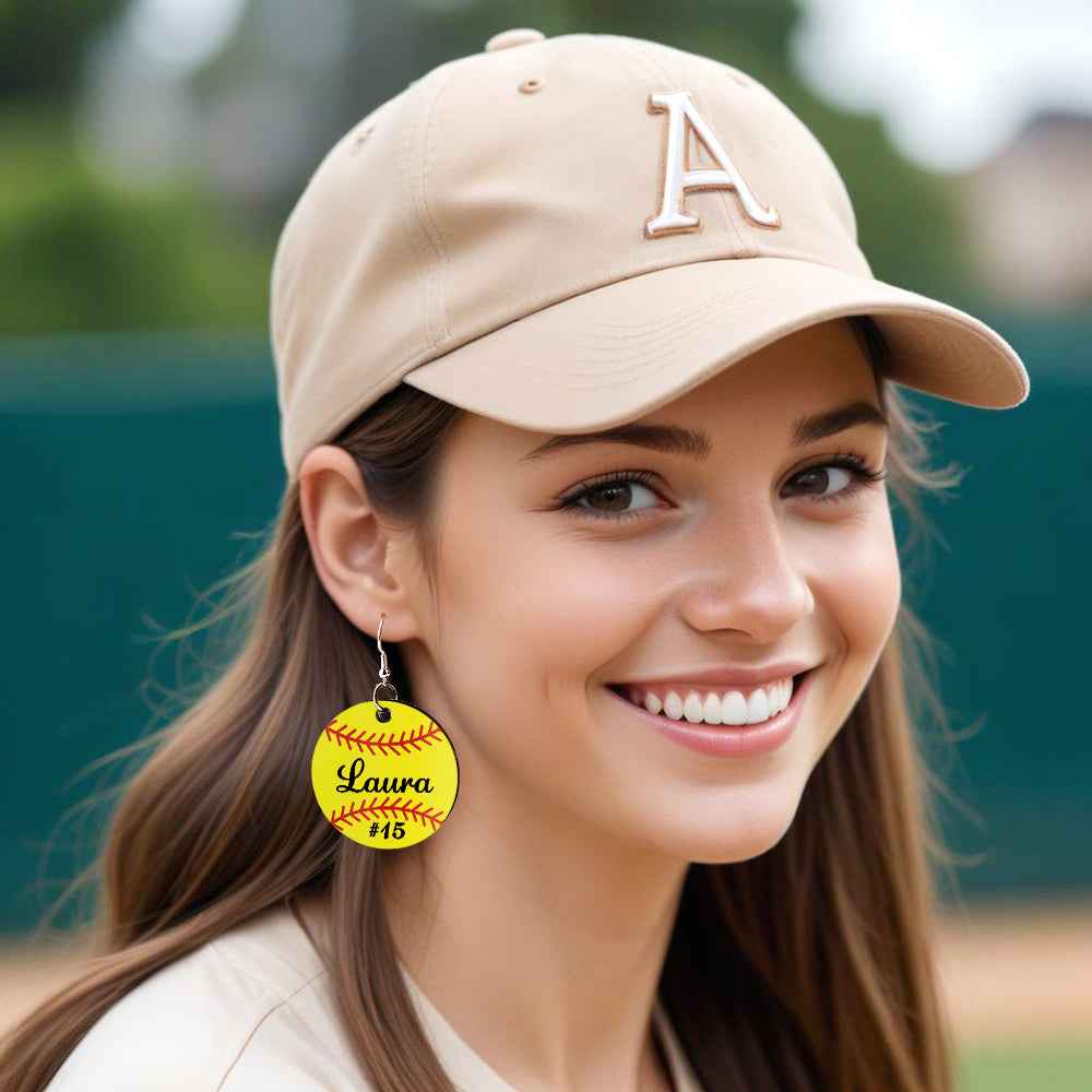 Personalized Baseball Softball Wooden Earrings Birthday Anniversary Gift for Sports Lover
