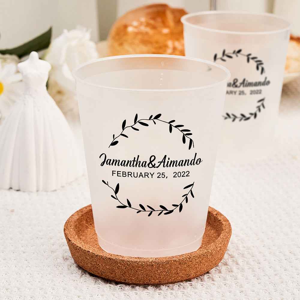 Personalized Disposable Plastic Cups for Wedding Engagement Party Supplies Gift for Couple