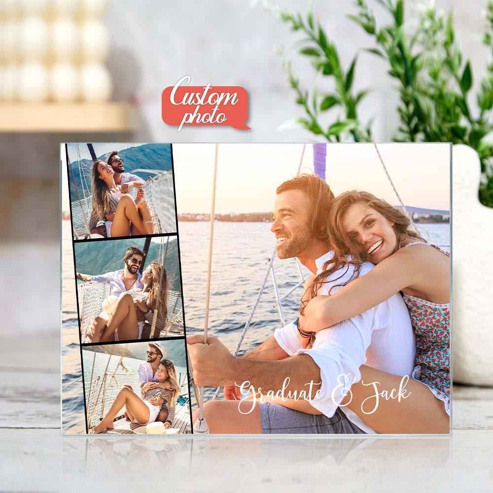 Customize 4 Photo Art Plaque Personalized Photo Name Home Living Plaque Gift