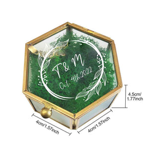 Personalized Hexagon Glass Ring Box with Initials and Date