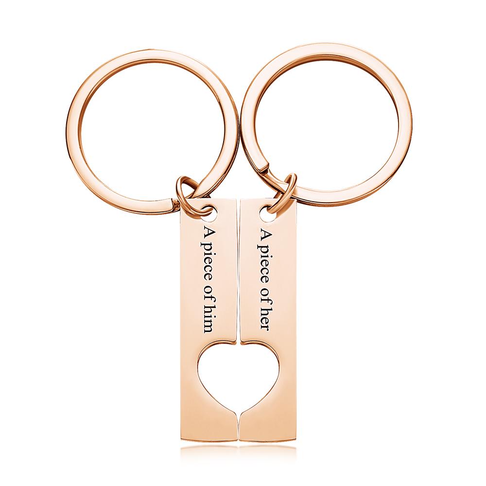 Personalised stainless steel couples keychains pair with laser engraved matching names, polished mirror finish in silver – custom engraved keepsake for anniversaries or Valentine’s Day
