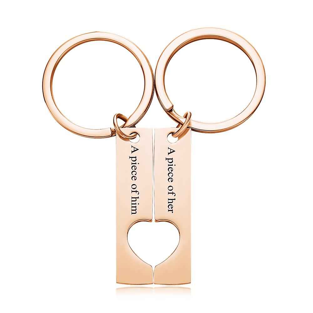 Custom Engraved Text Stainless Steel Couples Keychains