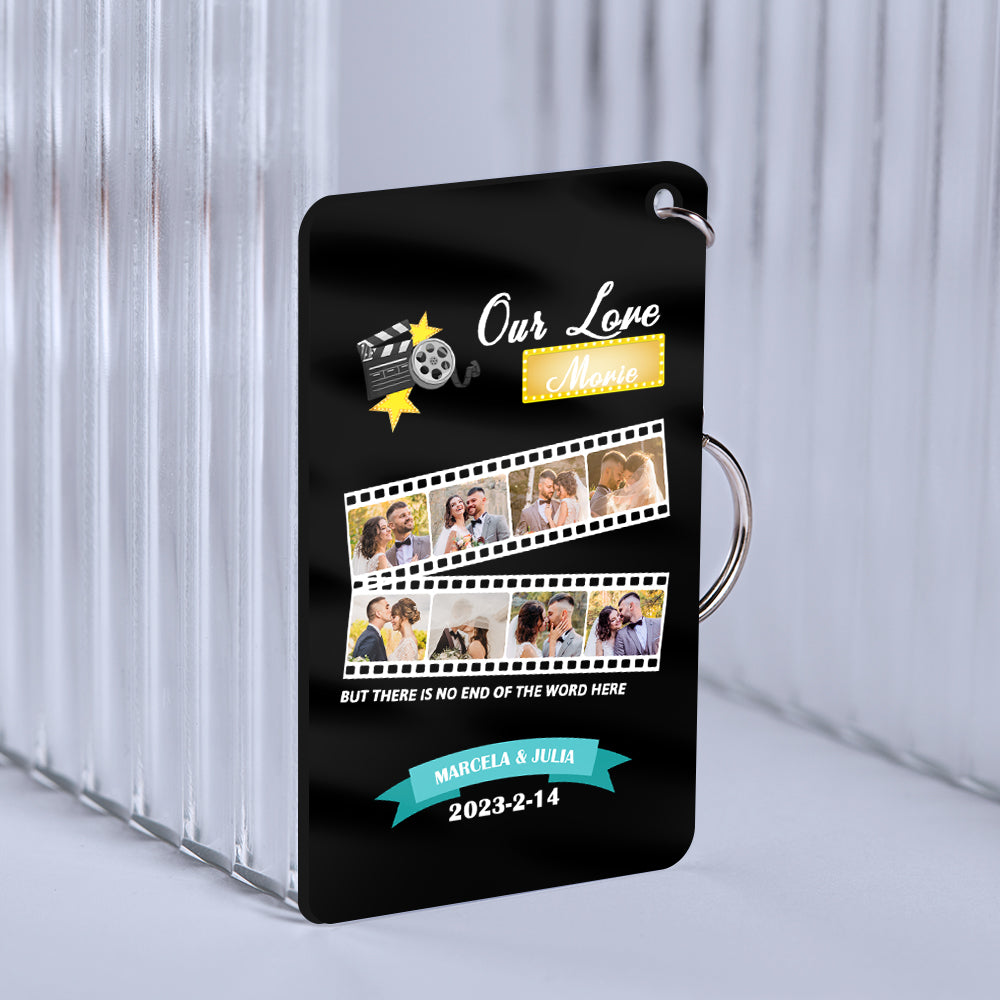 Personalised photo keyring attached to a handbag and keys everyday personalised plaque keyring gift for wife sister or partner