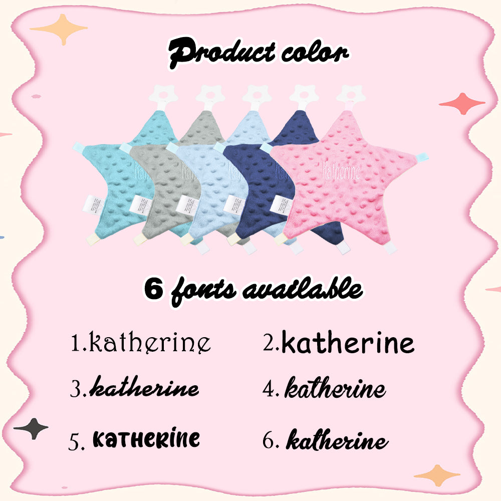 Gift-ready personalised star cotton towel comforter with embroidered name and packaging — a thoughtful baby shower present