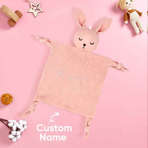 Personalized Baby Soothing Towel Soft Sleeping Animal Towel with Embroidered Name Gift for Baby
