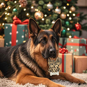 Personalized Line Art Dog with Name Christmas Ornament Christmas Gift for Dog Lover