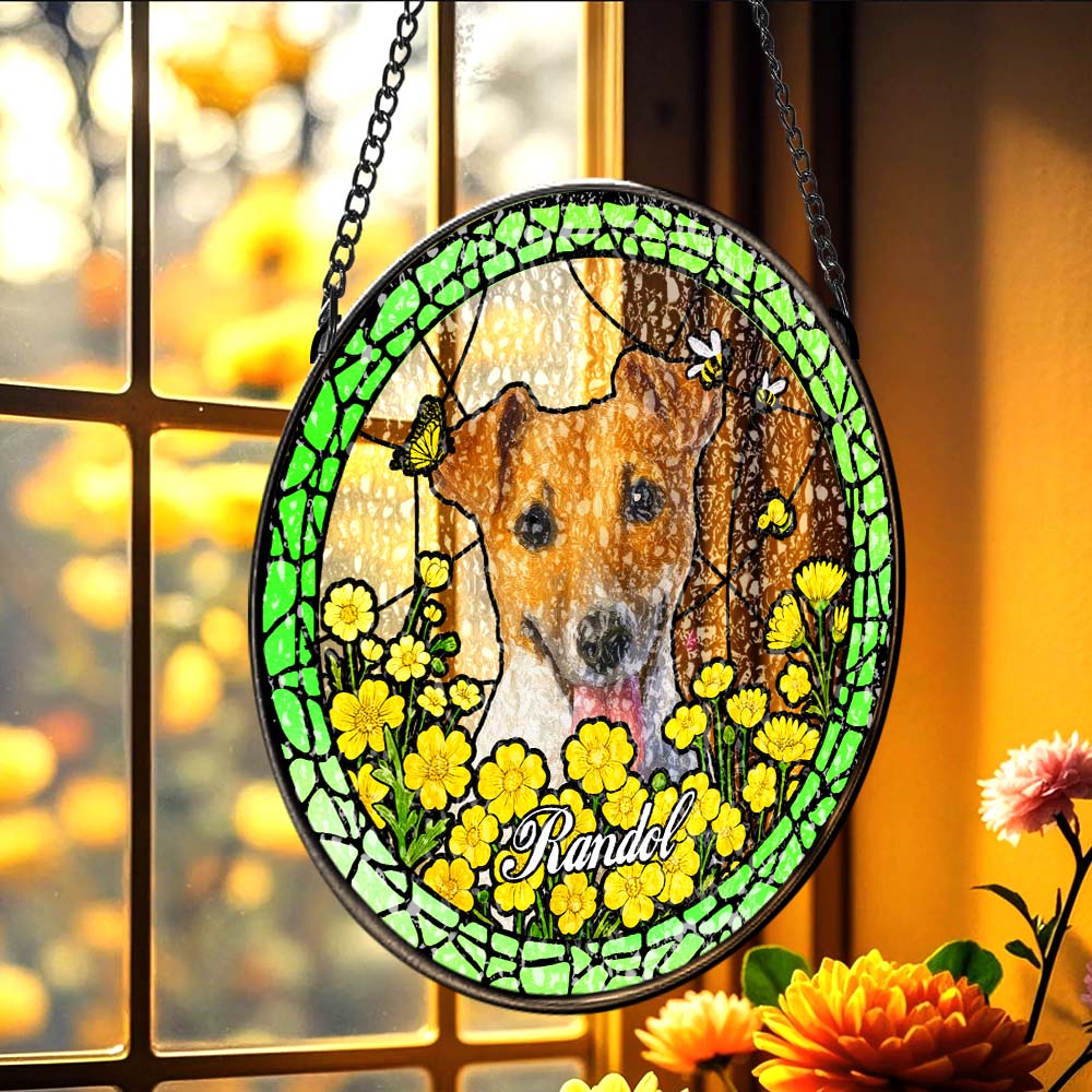 Personalised Pet Portrait Stained Glass Suncatcher - Custom Memorial Gift for Dog & Cat Lovers
