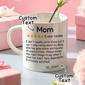 Personalized Five-Star Review Mug with Name Ceramic Coffee Mug Mother's Day Birthday Gift for Mom