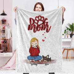 Personalised Name Dog Mum Fleece Blanket - Custom Pet Number Blanket