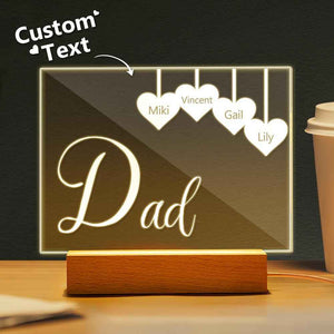 Personalized Engraved 1-5 Names Night Light Gifts For Dad