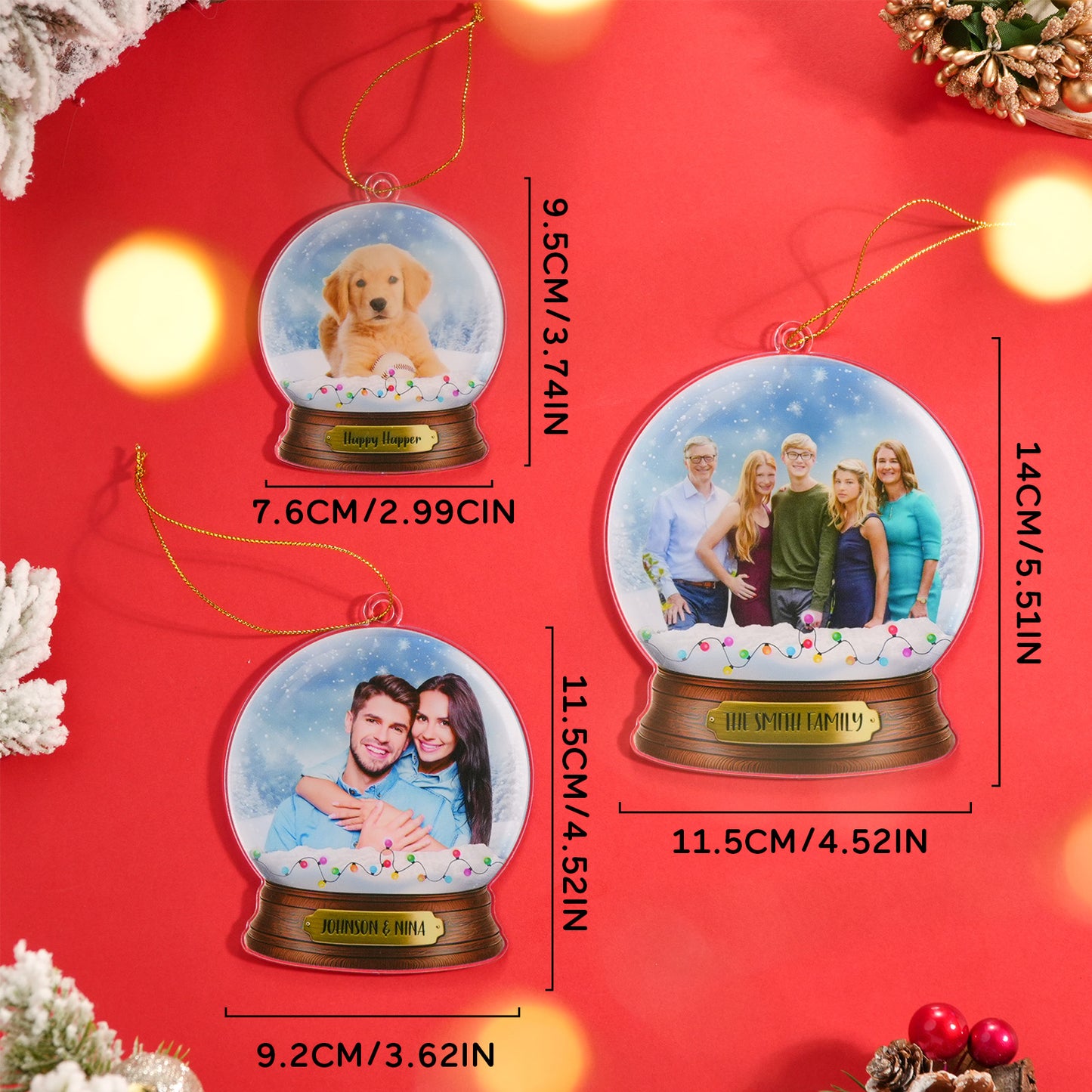 Personalised Photo & Text Acrylic Crystal Ball Christmas Ornament – Unique Custom Gift