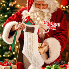 Custom Christmas Stocking Ornament with Personalized Text PU Leather Tag – Holiday & Home Decoration