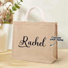Personalized Burlap Bags Custom Name Monogram Beach Tote Bag Gifts for Her Wedding Gift