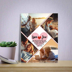 Custom 4 Photo Glass Plaque Personalized Named and Text Plauqe Gift For Lover
