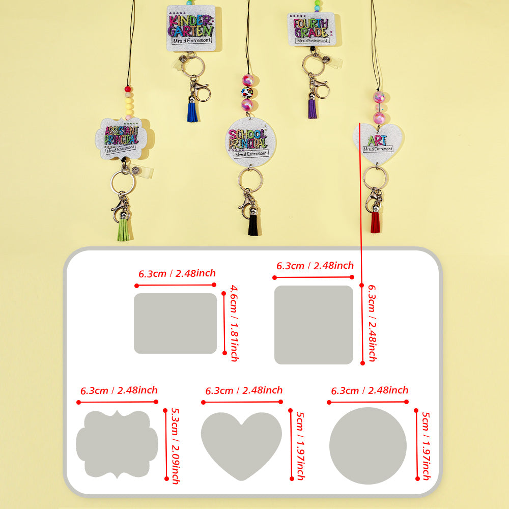 Personalised name element close-up on acrylic beaded lanyard — custom name detail for teacher lanyard