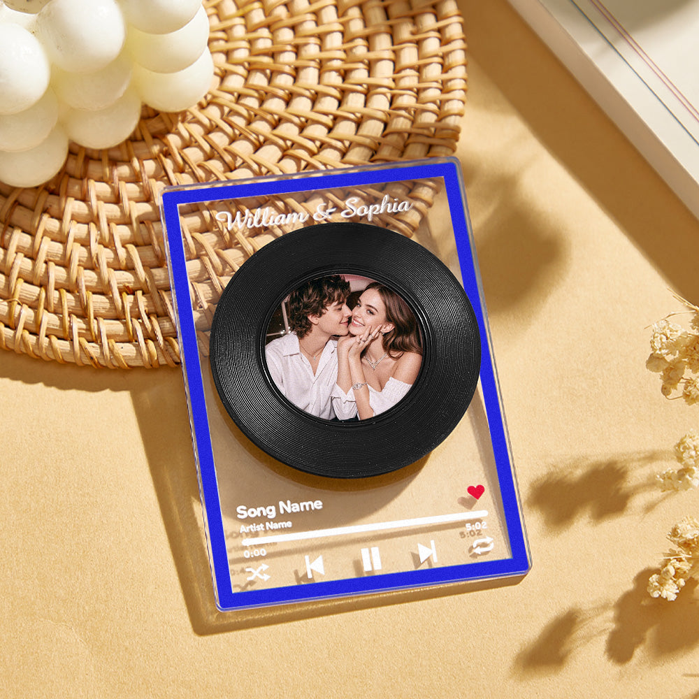 Rear view of personalised acrylic plaque showing NFC tag area and neat engraved text — ready for gifting