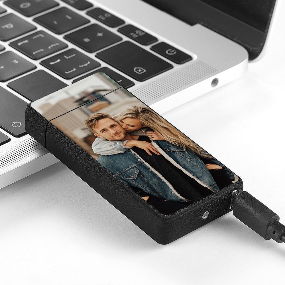 Back view of lighter showing dual‑sided photo area for customisation