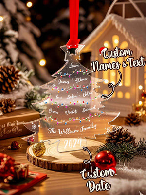 Personalized Christmas Tree Ornament with Family Names Acrylic Ornament for Christmas Gifts