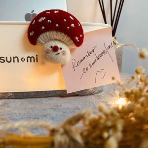 Whimsical Mushroom Fridge Magnets - Handcrafted Felt Decor