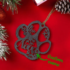 Personalised Wooden Pet Paw Christmas Ornament - Custom Pet Name