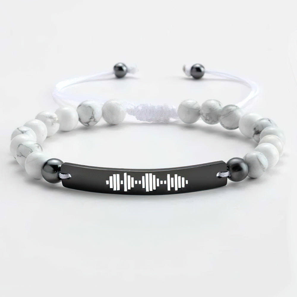 Personalised Scannable Music Code Bead Bracelet | Engraved Custom Jewellery