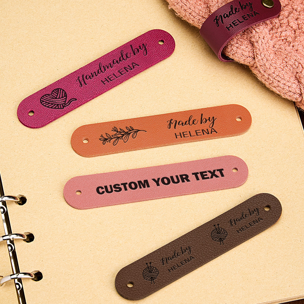 Pack of 10 personalised PVC labels for knits and crochet, custom name tags