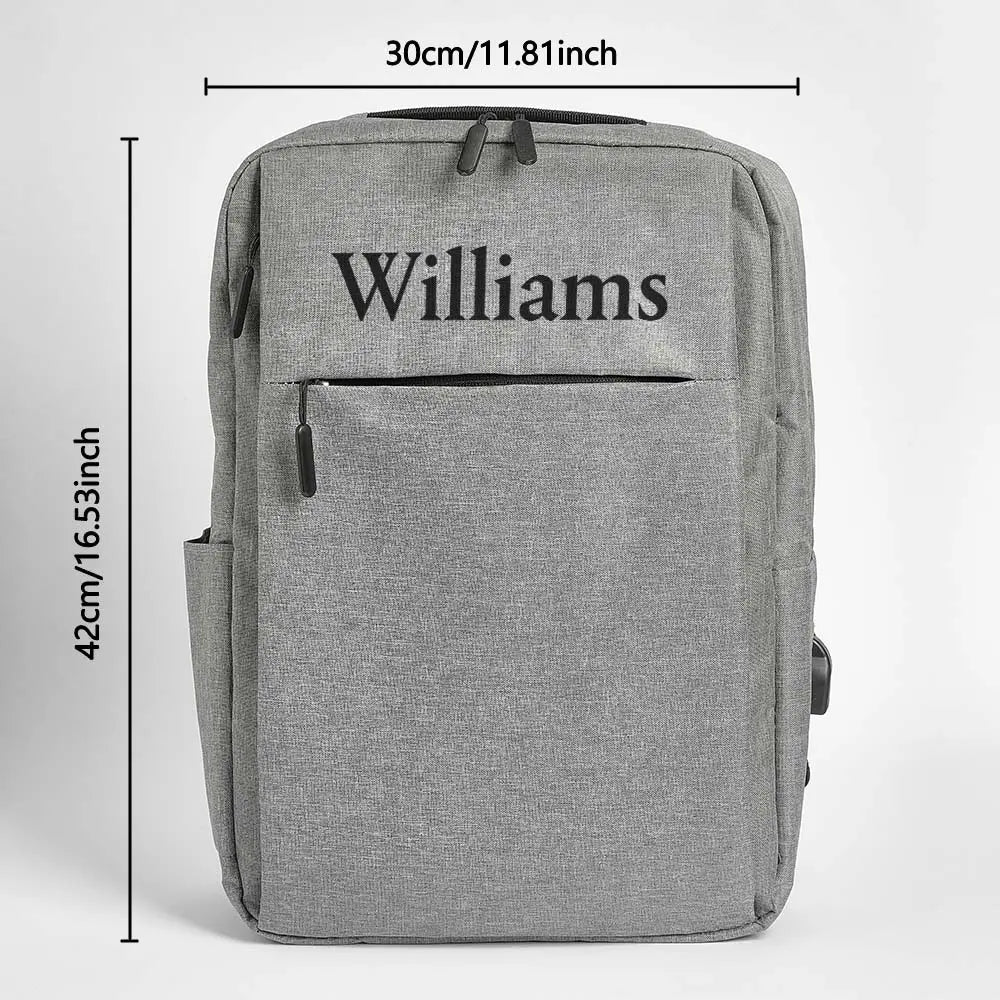 Close-up of durable polyester fabric and wipe-clean surface on the personalised name backpack — premium finish for a custom laptop backpack