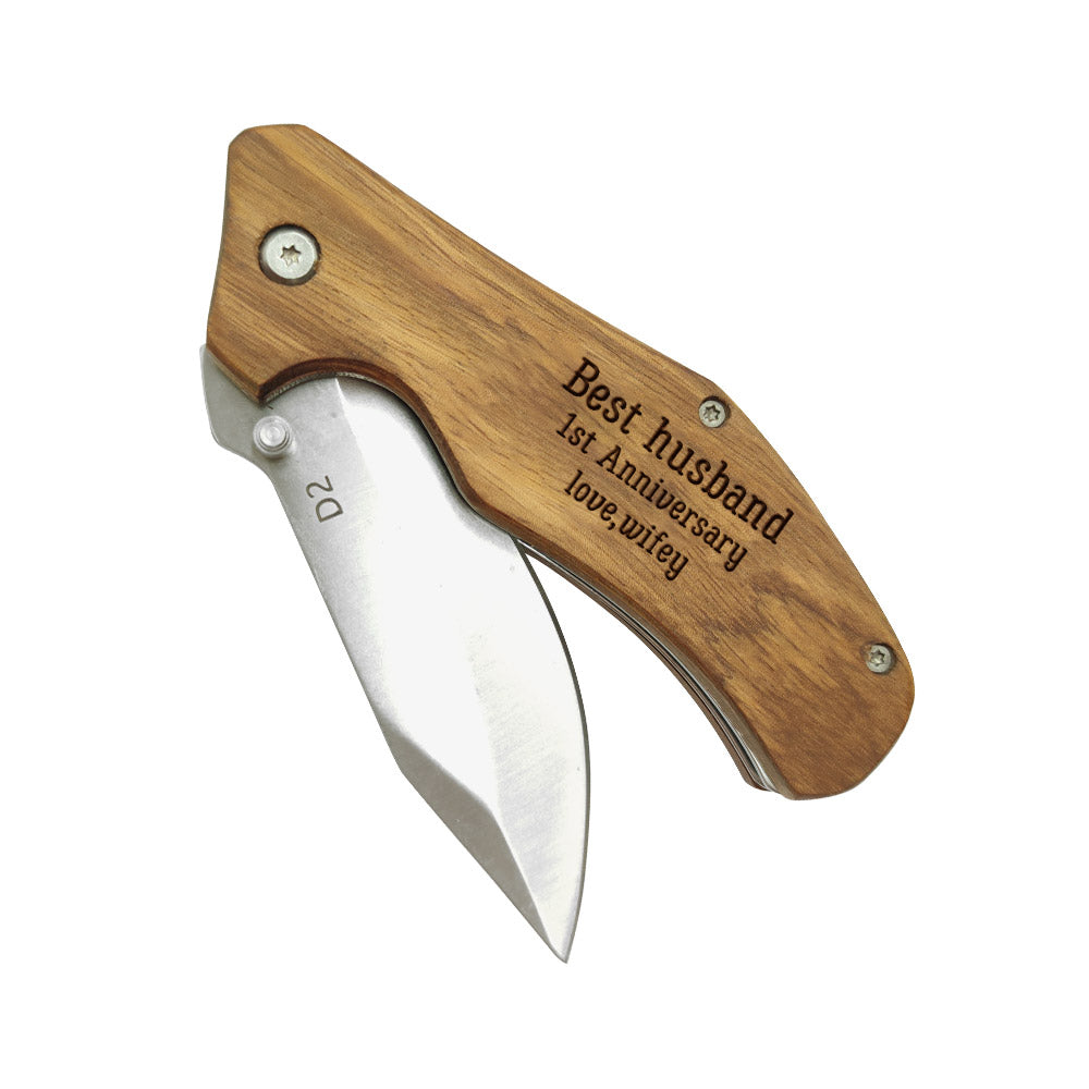 Personalised Engraved Pocket Knife - Stainless Steel Folding Knife Gift for Men