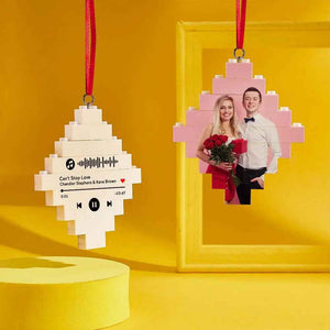 Custom Photo Block Building Bricks Lozenge Shape Christmas Ornament