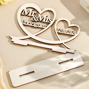 Personalized Wooden Table Decoration Sign with Name and Date for Wedding Anniversary Gift for Couple