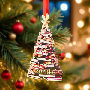 Personalized Christmas Book Tree Name Ornament Christmas Decoration Gift for Book Lover