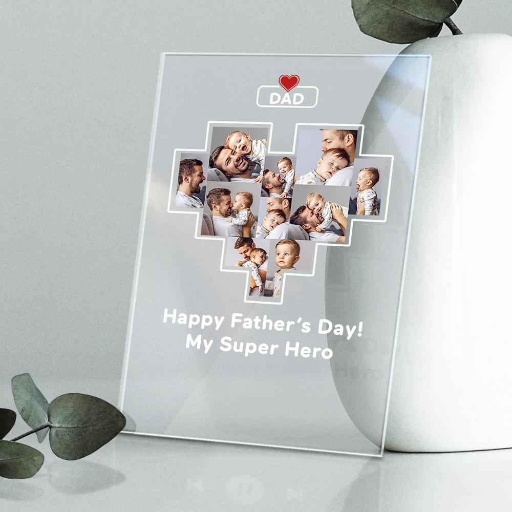 Father's Day Gift Custom Photo Plaque Personalized Glass Nightlight Gift