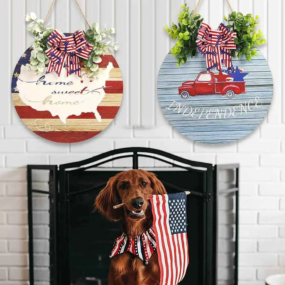 4th of July Welcome Door Sign Independence Day Decorations Front Door Hanger Gifts