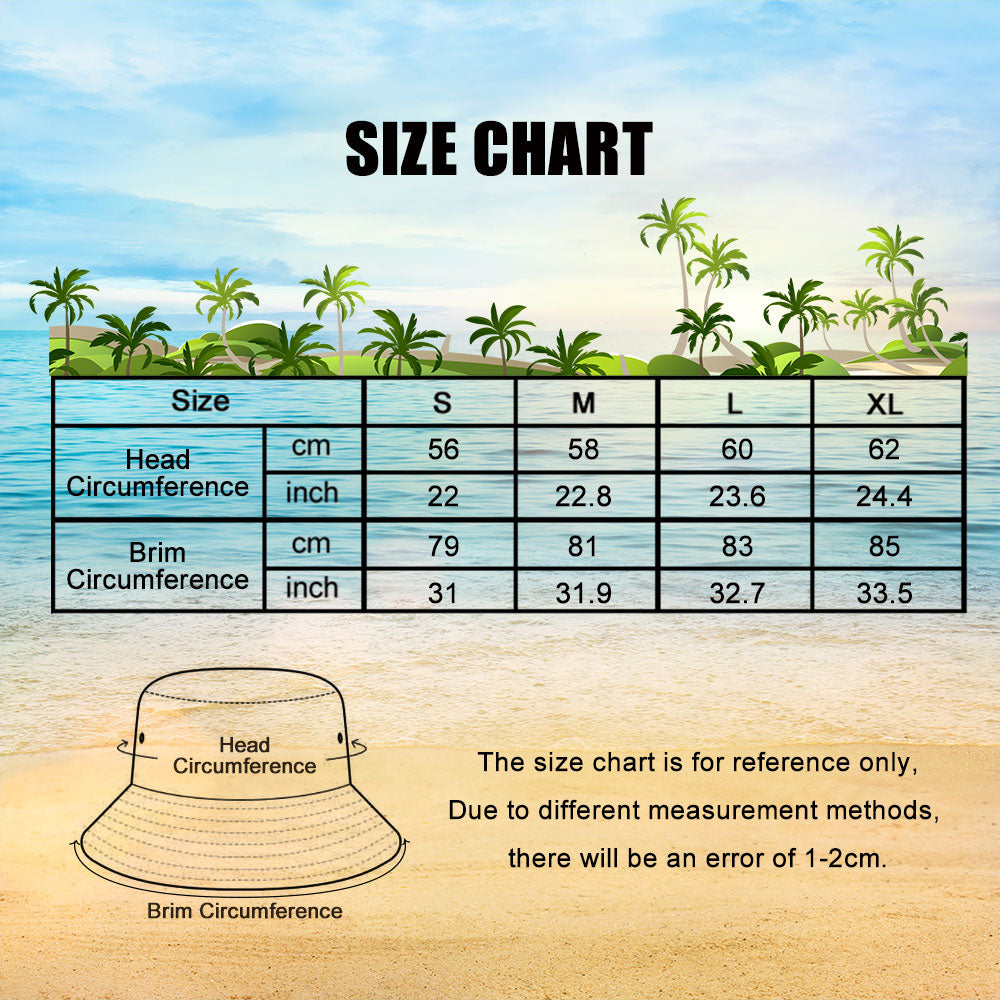 Model wearing reversible bucket hat fisherman brim style at the beach breathable polyester offers sun protection stylish double-sided design