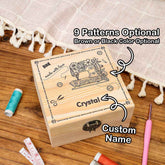 Personalized Sewing Machine Pattern Wooden Storage Box Gift for Seamstress Sewing Enthusiast