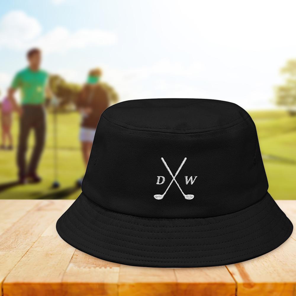 Detailed shot of brim stitching and fabric texture on embroidered bucket hat – durable cotton, perfect for golf or fishing