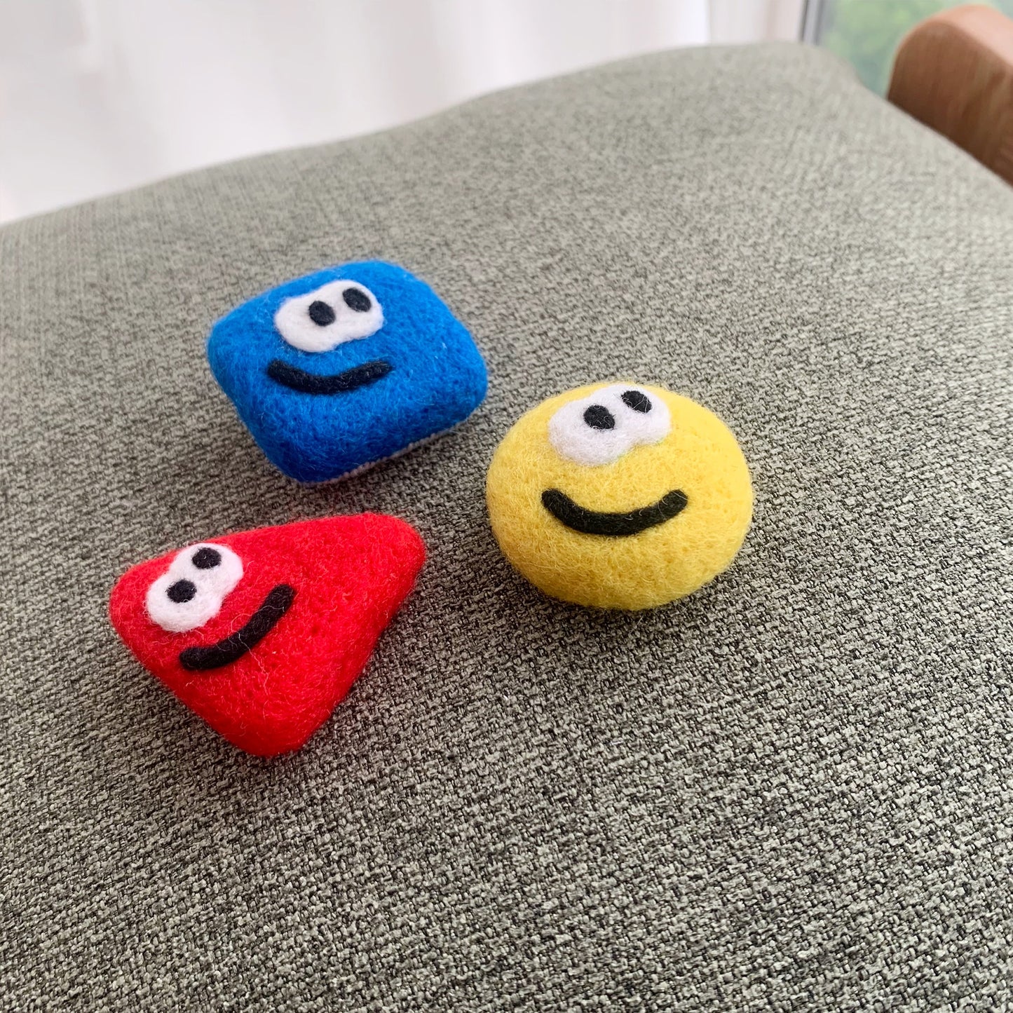 Handmade Felt Mushroom Brooch - Unique Geometric Design Triangle Circle Square