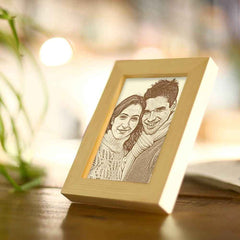 Personalized Engraved Photo Frame Wooden Sketch Effect - 6 Inches 8 Inches 10 Inches