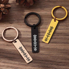 Single Side Engraved Stainless Steel Scannable Code Music Keychain