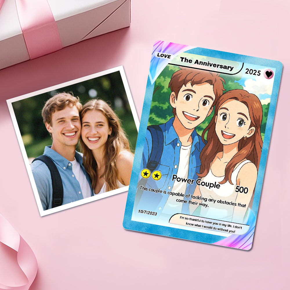 Personalised Valentine's poke card with custom couple names and pixel heart — retro wood and PVC keepsake gift