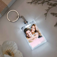 Custom Photo Illuminated Quicksand Keychain Personalized Flowing Sand Gift for Birthday Anniversary