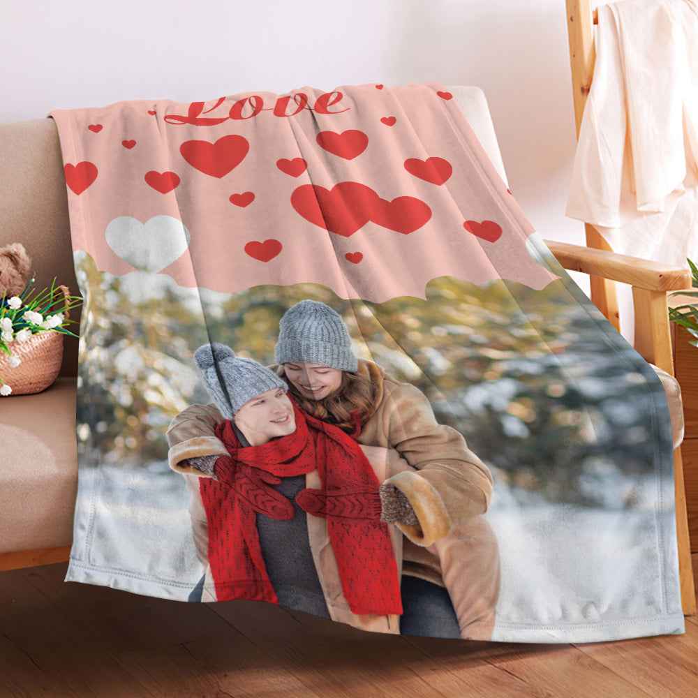 Custom Love Couple Blanket Personalized Valentine's Day Blanket