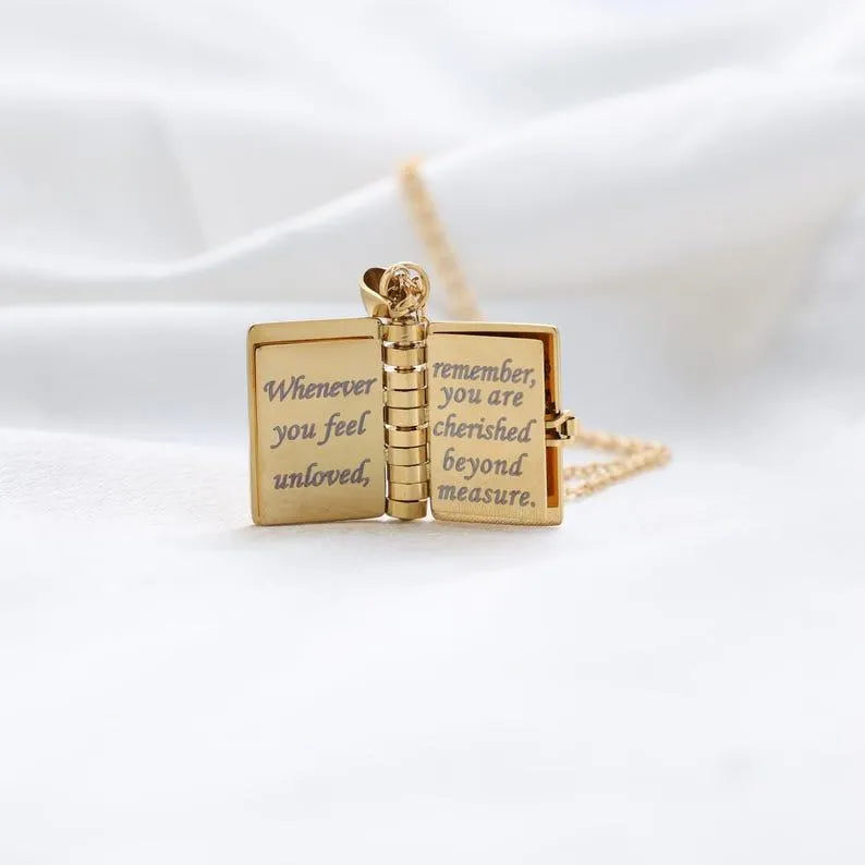 Personalised My Little Star Book Necklace - Engraved Message Locket for Daughter