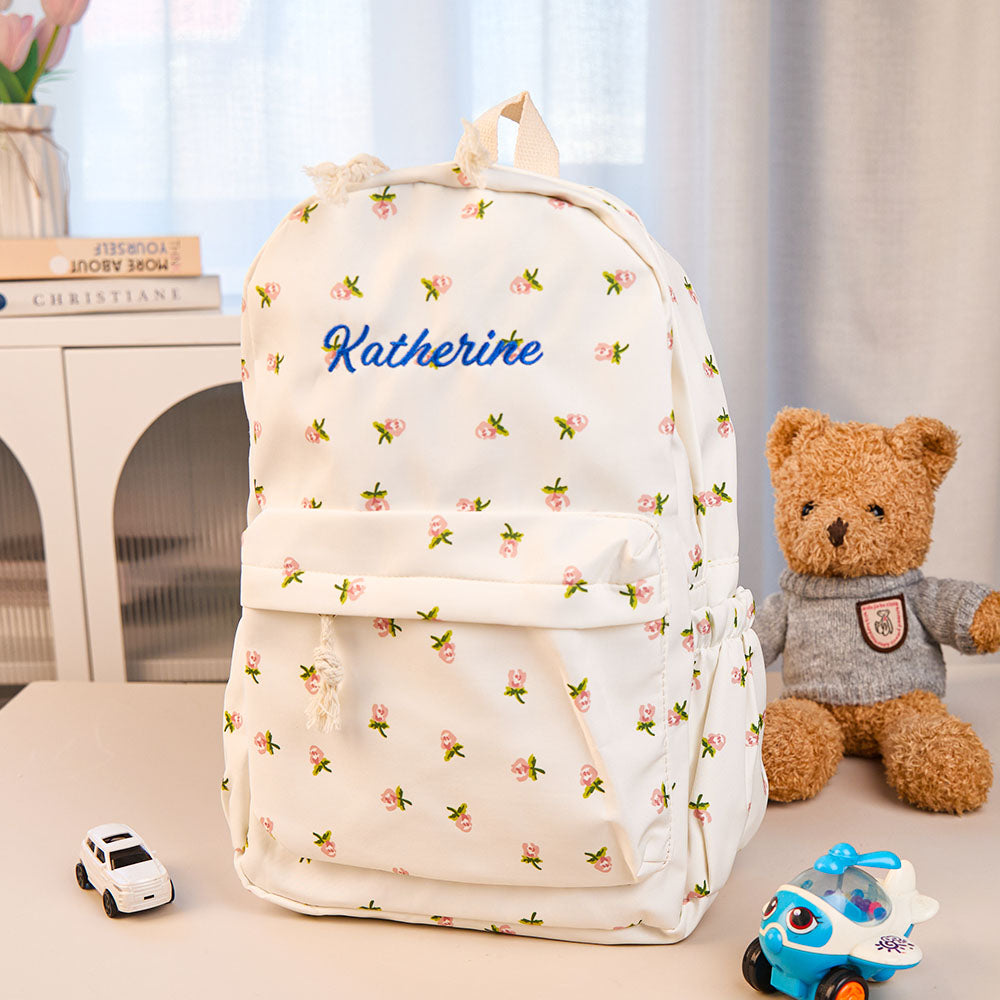 Rear view showing padded adjustable straps – comfortable personalised schoolbag for daily use, custom name nylon student backpack