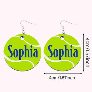 Personalized Wooden Tennis Earrings with Name Sport Earring Jewelry Gift for Her